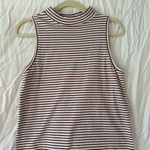 Universal Threads Maroon-striped Mock Neck Tank